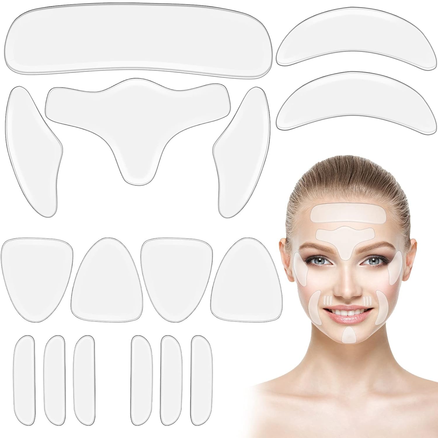 Silicone Face Wrinkle Patches Reusable Anti Wrinkle Pads for Forehead, Eyes, Smile Lines & Neck | Overnight Face Lift Skin Care Patches for Women & Men-image-14