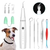 Dog Teeth Cleaning Kit, 5 Modes Plaque and Tartar Remover for Pet Teeth Care, 10 in 1 Cleaner Toothbrush to Remove Stains Calculus (White)