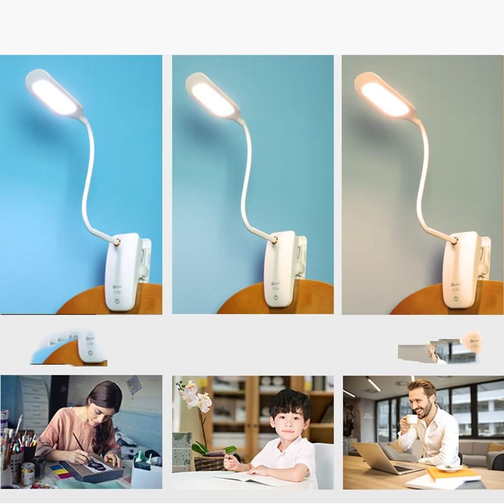 YYDS Desk lamp Abs Eye Protection Desk Lamp Led Clip-On Rechargeable Desk Lamp Suitable for Desk Bedside (Size: 30 * 15 * 14 cm) Desk Light (Color : White)