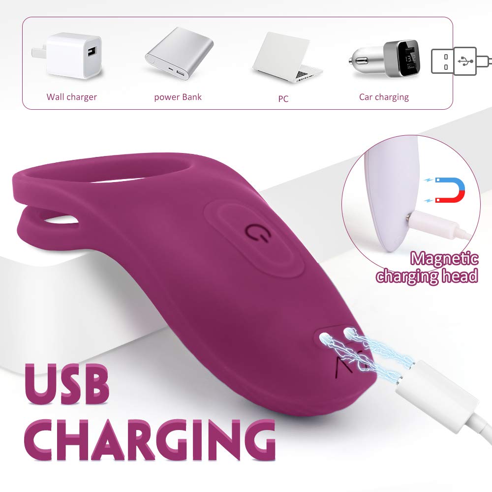 anello pene vibrange, Stimolaatore Prostata 9 modalita di vibrazione, morbido e confortevole, sextoys per Uomini,anello Vibrante per il Pene,con telecomando, 100% impermeabile (Viola)