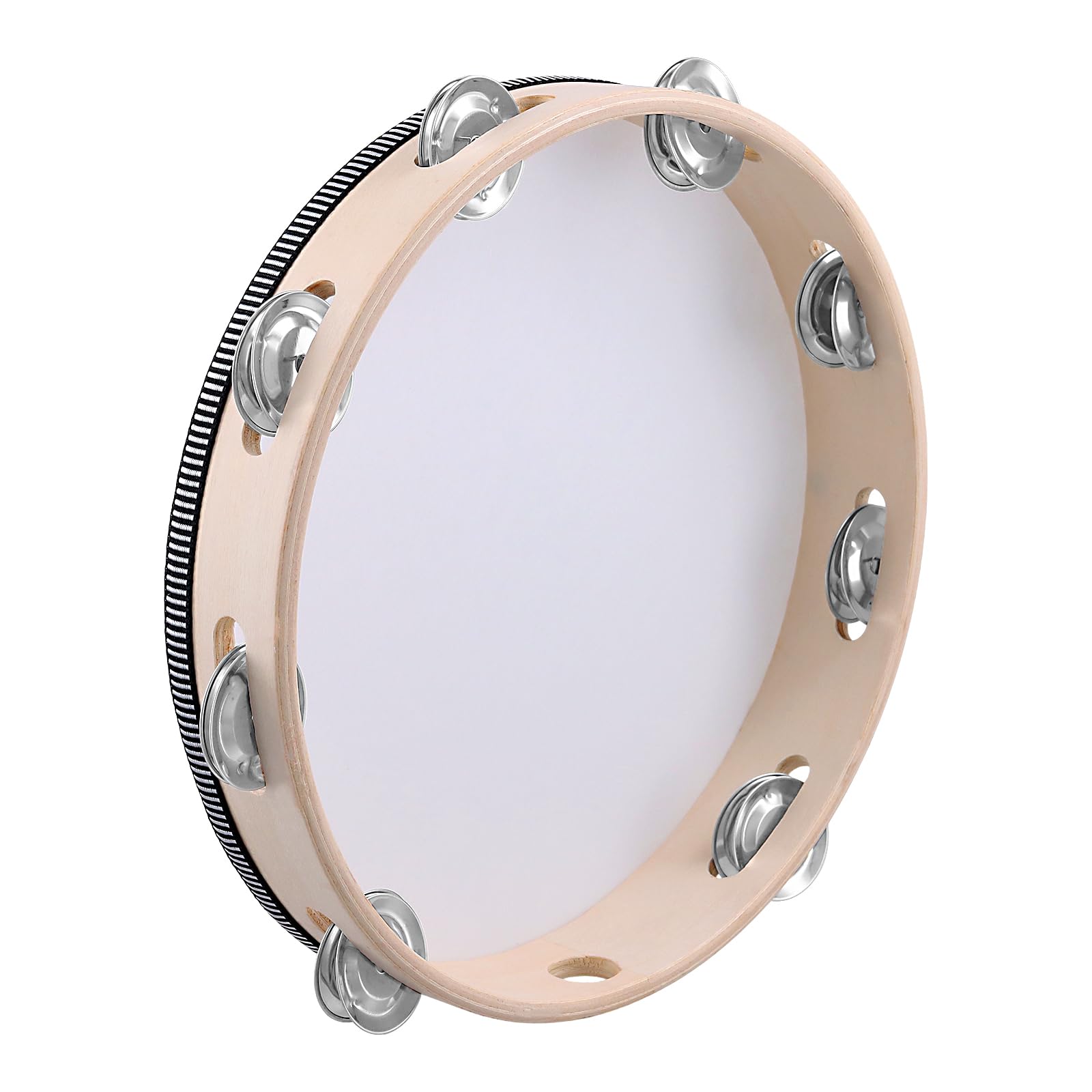 Lot de 4 tambourins en bois pour église, karaoké, éducation musicale - Beige - 25 cm