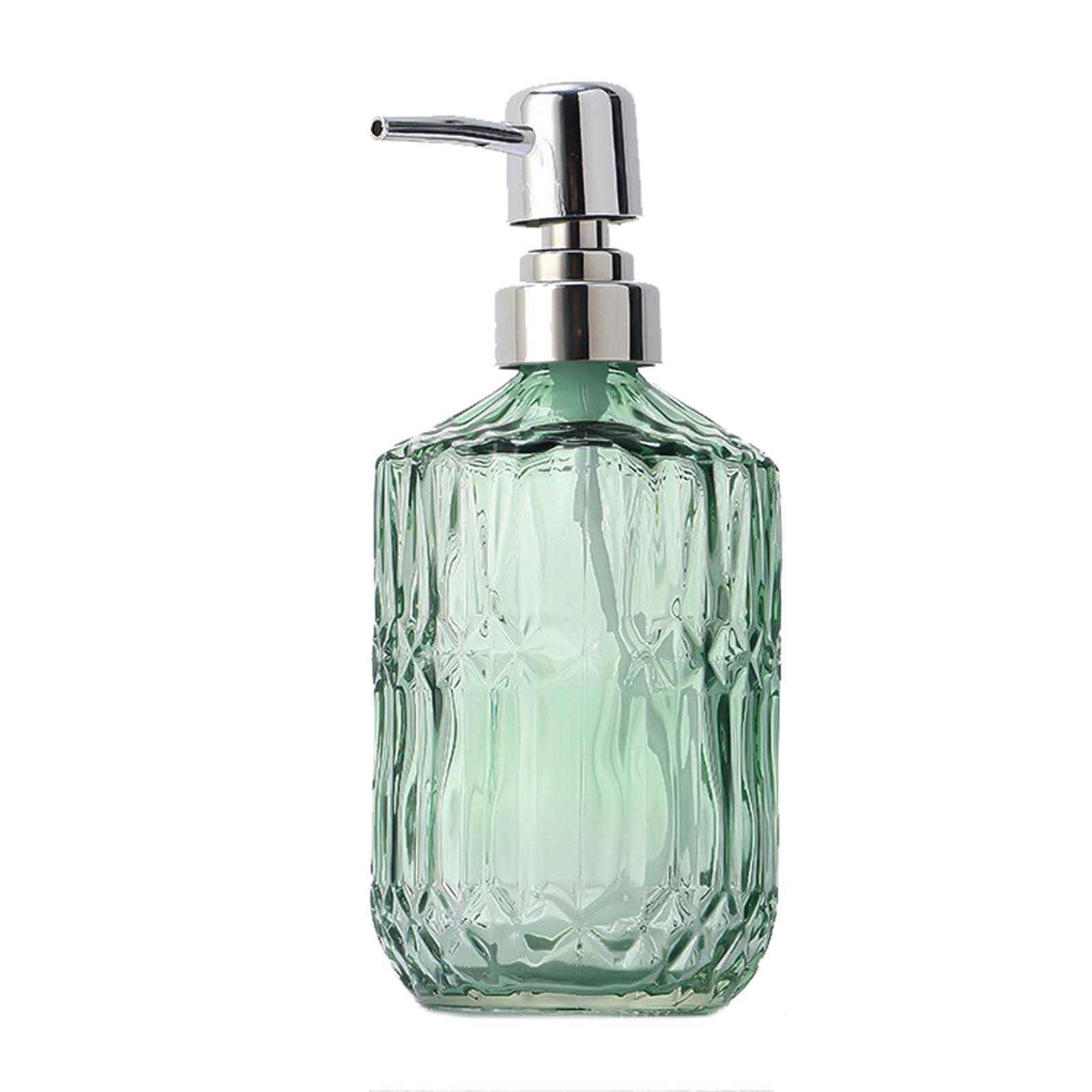 Kxaoxgrc Grn Glass Soap Lotion Dispenser Set, Glass Soap Dispenser 450Ml Push Type Multicolor For Dishwashing Liquid Lotion Shower Gel(,Silver)