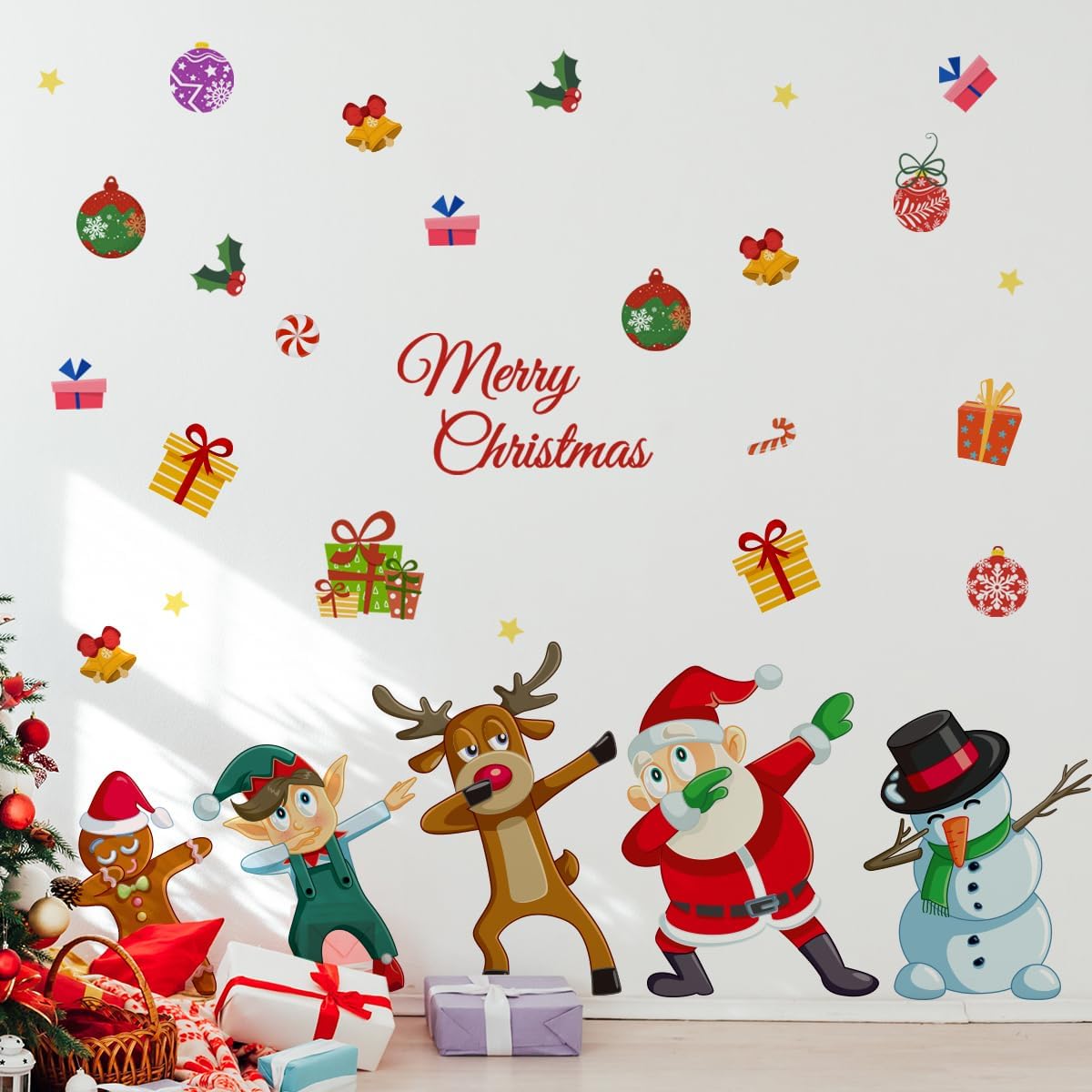 Christmas Wall Decals Set - Santa, Elk, Snowman Stickers For Kids Room, Nursery, Party Decor
