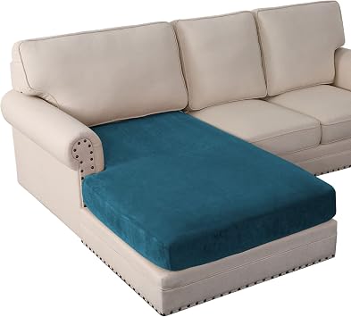 PrinceDeco Velvet Couch Cover for Dogs, Washable L Shaped Couch Cover, 1 Piece, Deep Teal