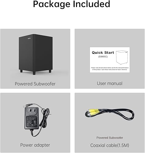 Miniatura 7 de BESTISAN Subwoofer de 6.5 pulgadas, subwoofer de audio doméstico alimentado con graves profundos en diseño compacto, para estudio y cine en casa,