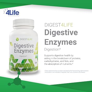 4Life - Digest4Life Digestive Enzymes - with Amylase, Protease, Lipase, Alpha Galactosidase, for Nutrient Breakdown and Gut Health - 90 Veggie Capsules