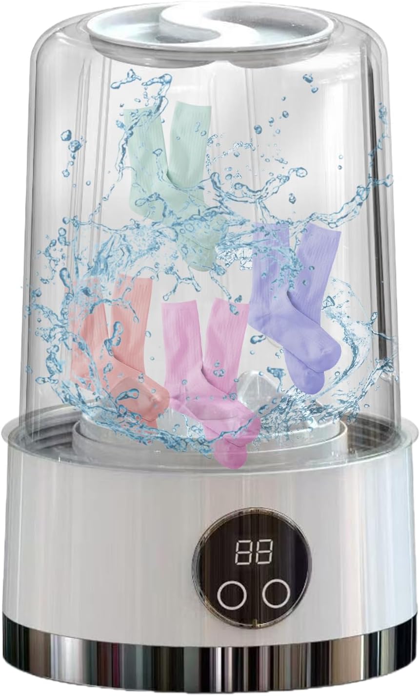 Portable Underwear Washing Machine - Mini Cordless Laundry Device for Apartments, Travel, Dorms, Camping, and Home, Quiet Efficient Cleaning for Socks, Lingerie, Small Garments, Compact Design
