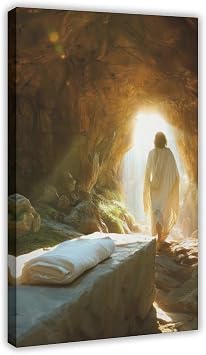 Kroey Victory in Jesus Poster, Coming Back Variant, Christian Art, Resurrection, Empty Tomb, Easter, Risen Lord Frame-style 12x18inch30x45cm