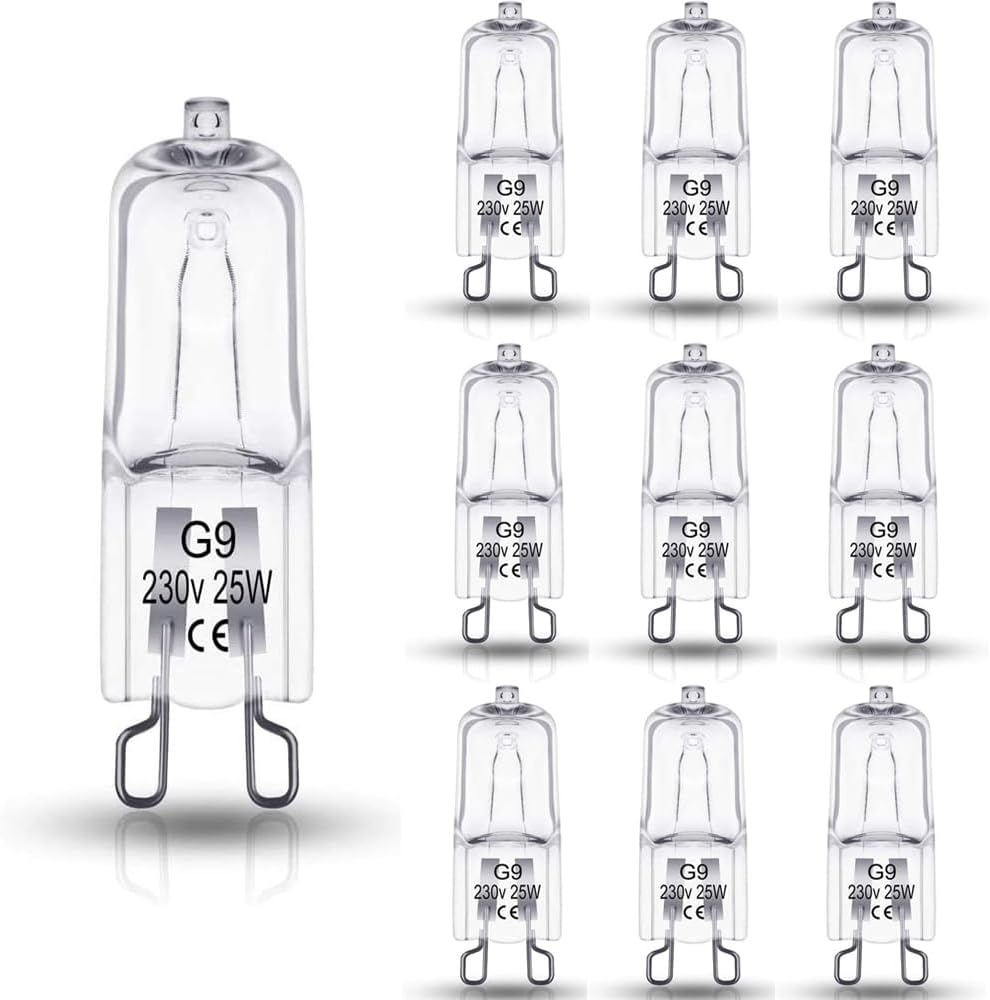 Pyhot 10 Pieces G9 Halogen Light Bulbs,Clear Capsule Halogen Lamps