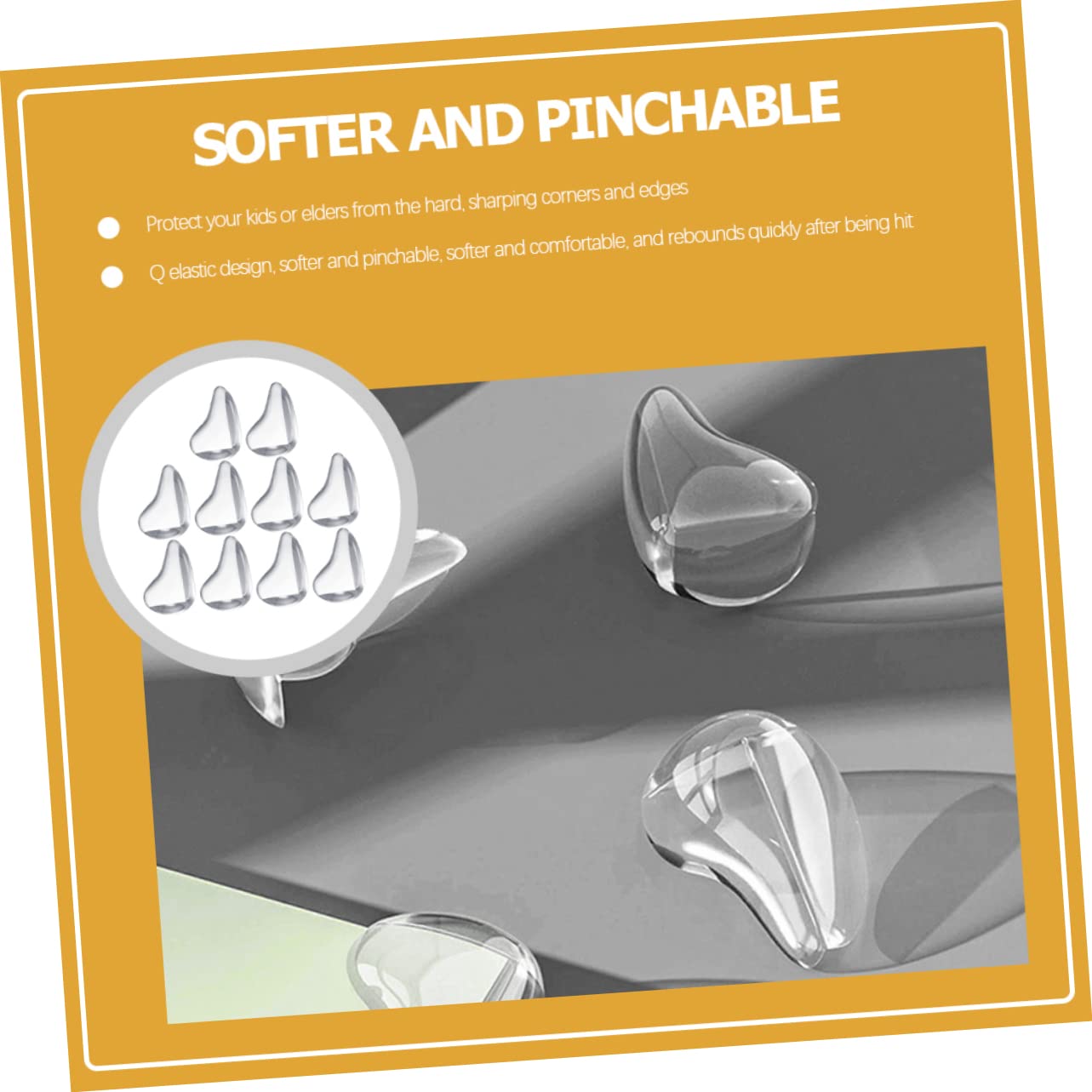 Yardwe 10Pcs Transparent Silicone Corner Protectors for Proofing Furniture Durable Self Adhesive Safety Guards for Tables Desks and Cribs Prevents Injuries for Elders