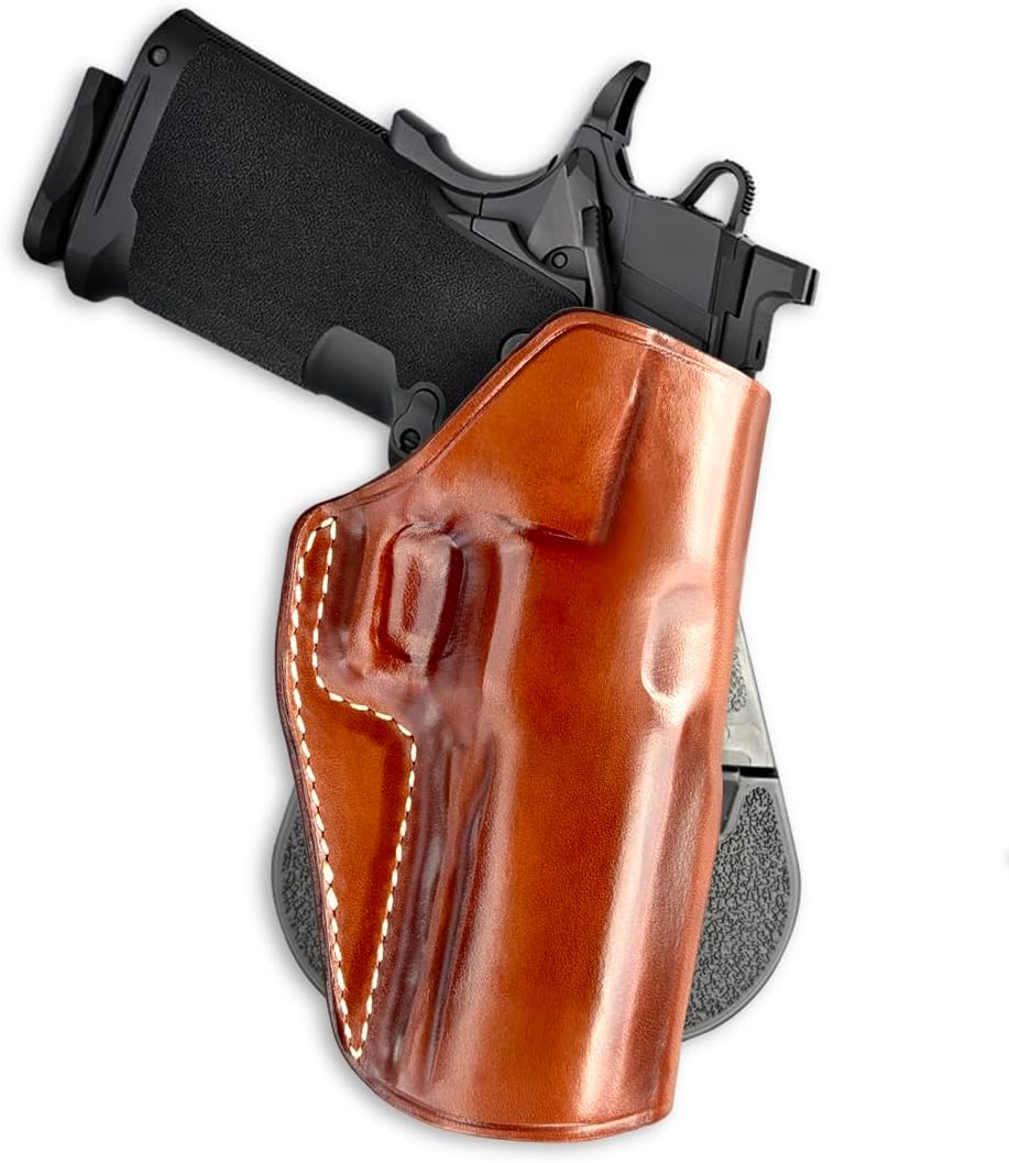 Masc Premium Leather Paddle Holster for 1911 DS Prodigy 4.25-inch, Right-Hand Draw, Brown #1660#