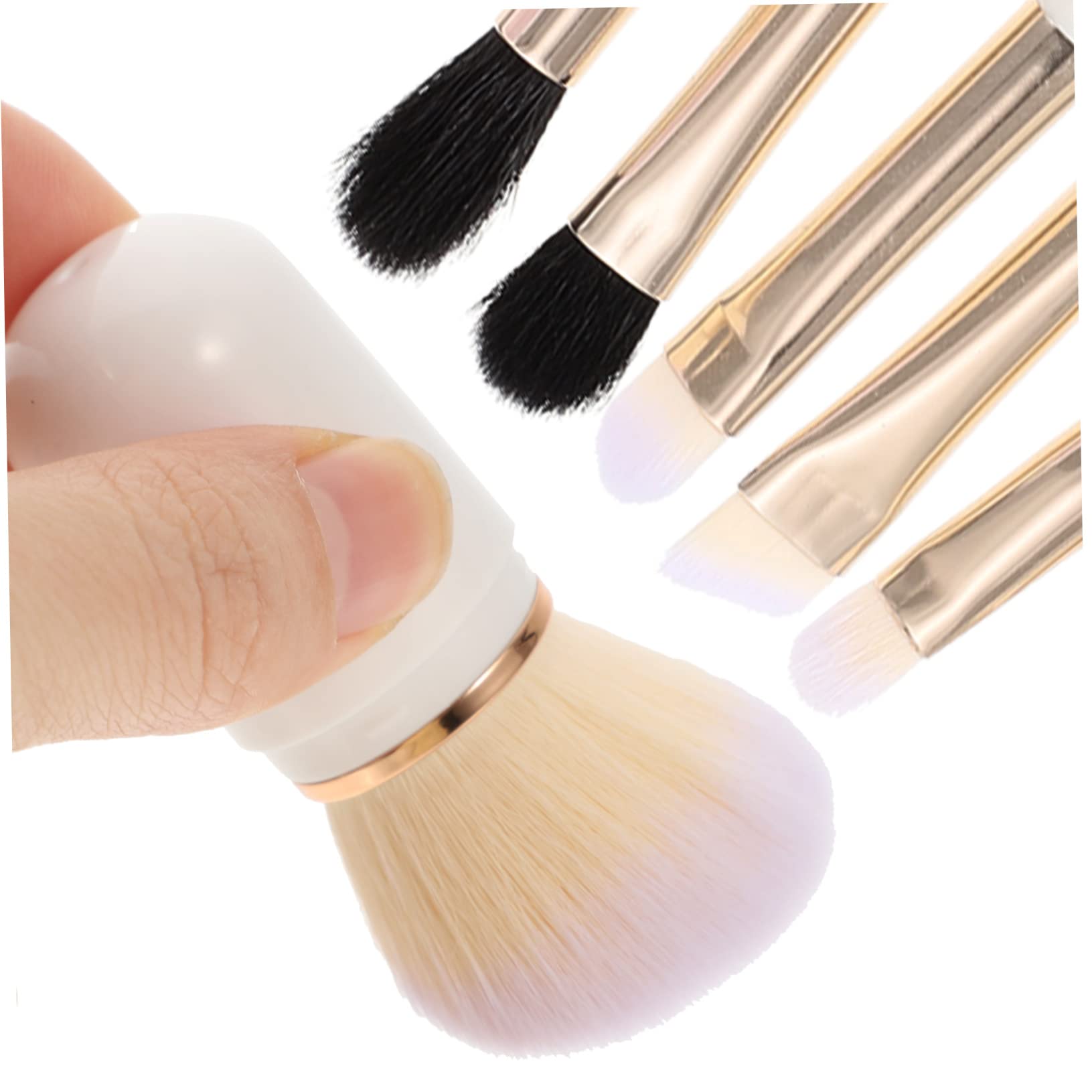 Healeved 3juegos Pinceles De Maquillaje Profesional Portátiles Con Espejo Para Aplicación De Cosméticos Para Viajes y Uso Diario