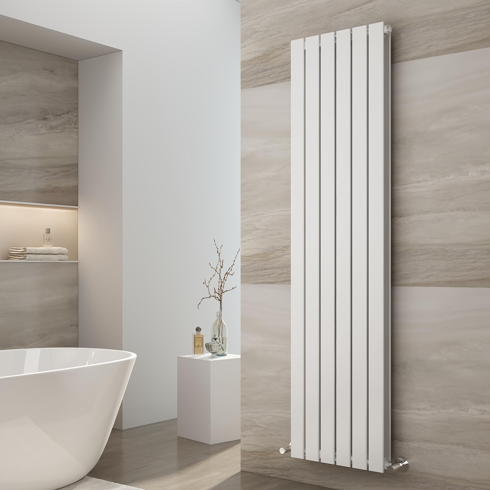 EMKE White Radiator 1800 x 456 mm Vertical Designer Radiator Double Flat Panel