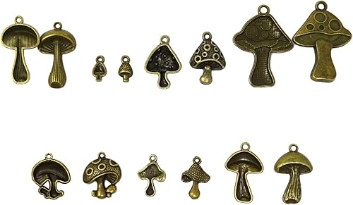 Miniatura 3 de Honbay 42 dijes de aleación de hongos, bonitos hallazgos de joyería para aretes, collares, pulseras, llaveros y manualidades (7 estilos), aleación