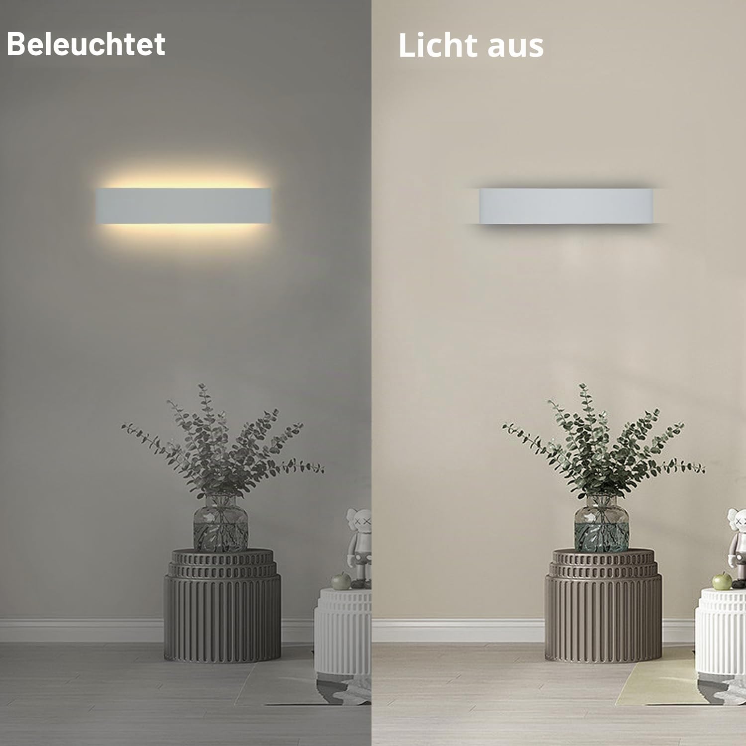 KICAAO 2 Stück LED Wandleuchten Weiß, 16W, 3000K Warmweiß, Aluminium, Innen Up-Down Licht, Wandlampe für Treppenhaus, Flur, Wohnzimmer, Schlafzimmer (40CM-2PCS)