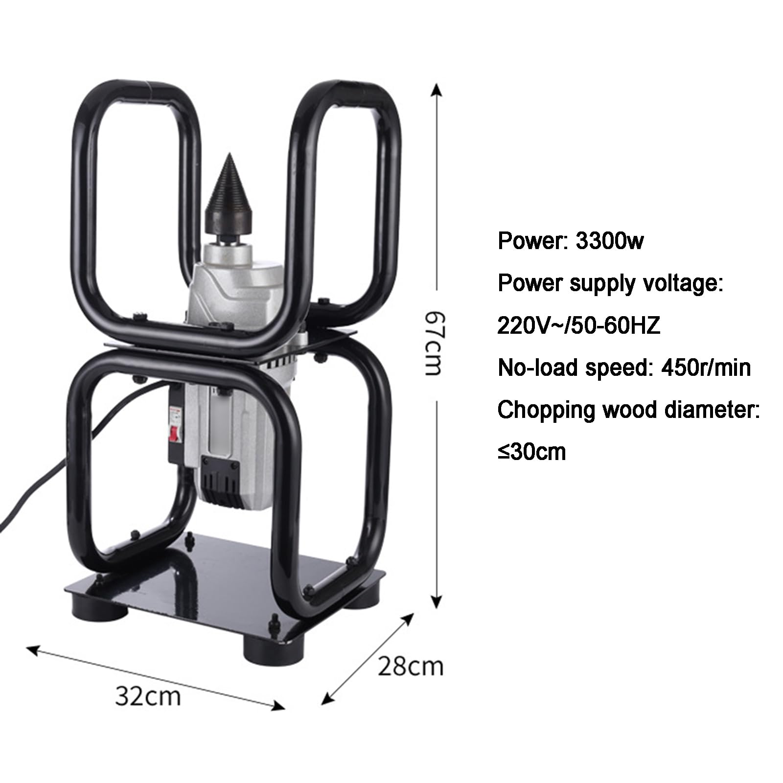 Spaccalegna elettrico 3300 W, strumento automatico resistente per spaccare legna da ardere fino a 30,5 cm