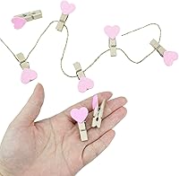 Vista 3 de FAZHBARY Pink Heart Clothespins Mini Wooden Clothespins with Jute Twine Small Decorative Wood Peg Pin Craft Clips for Pictures Photo Memo Card