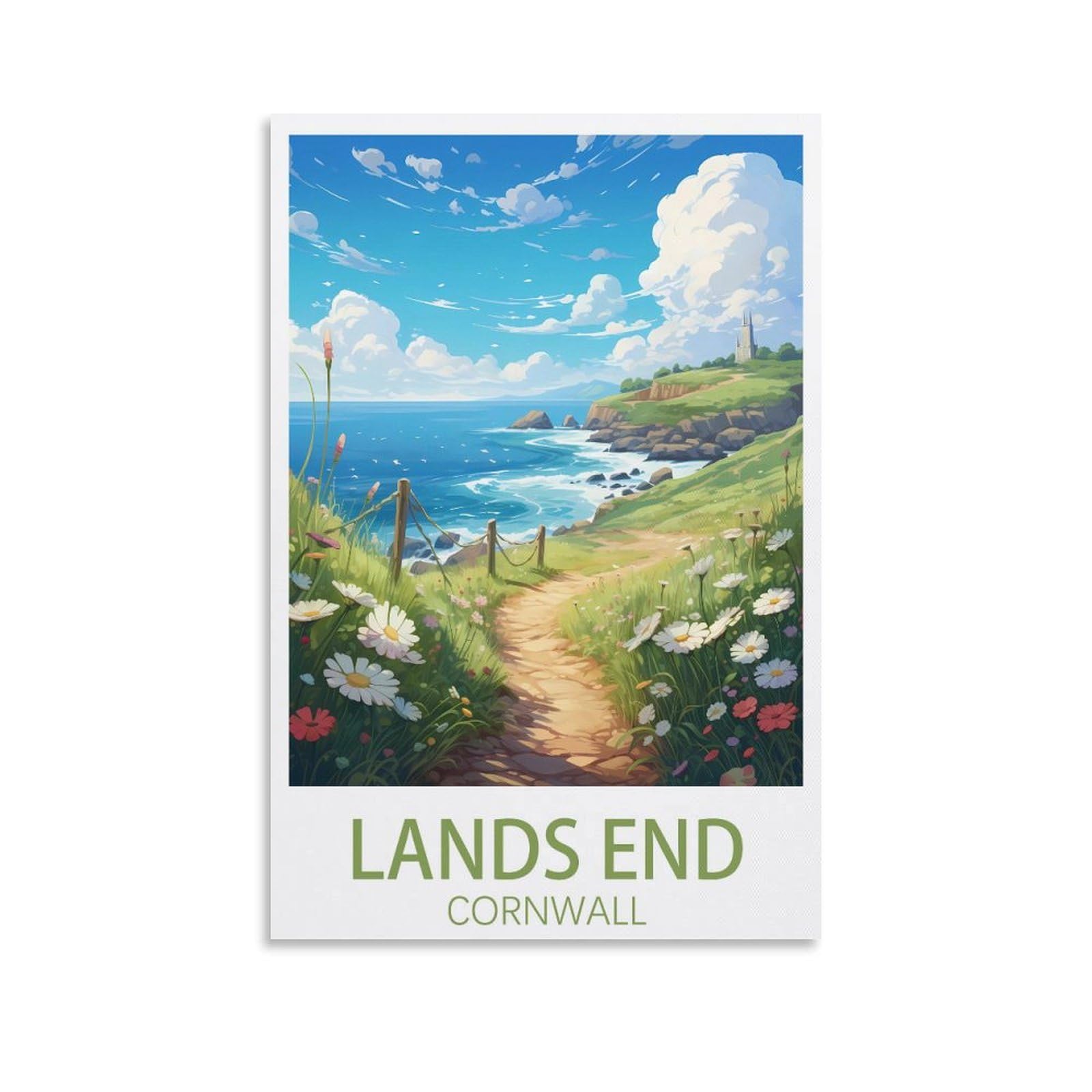 EZMLFA 5D Diamond Art Kits for Beginner,Lands End Cornwall,Beginners,DIY Full Round Drill Diamond Dot Gem Art Kits for Adults,Crafts for Decor 40x40cm