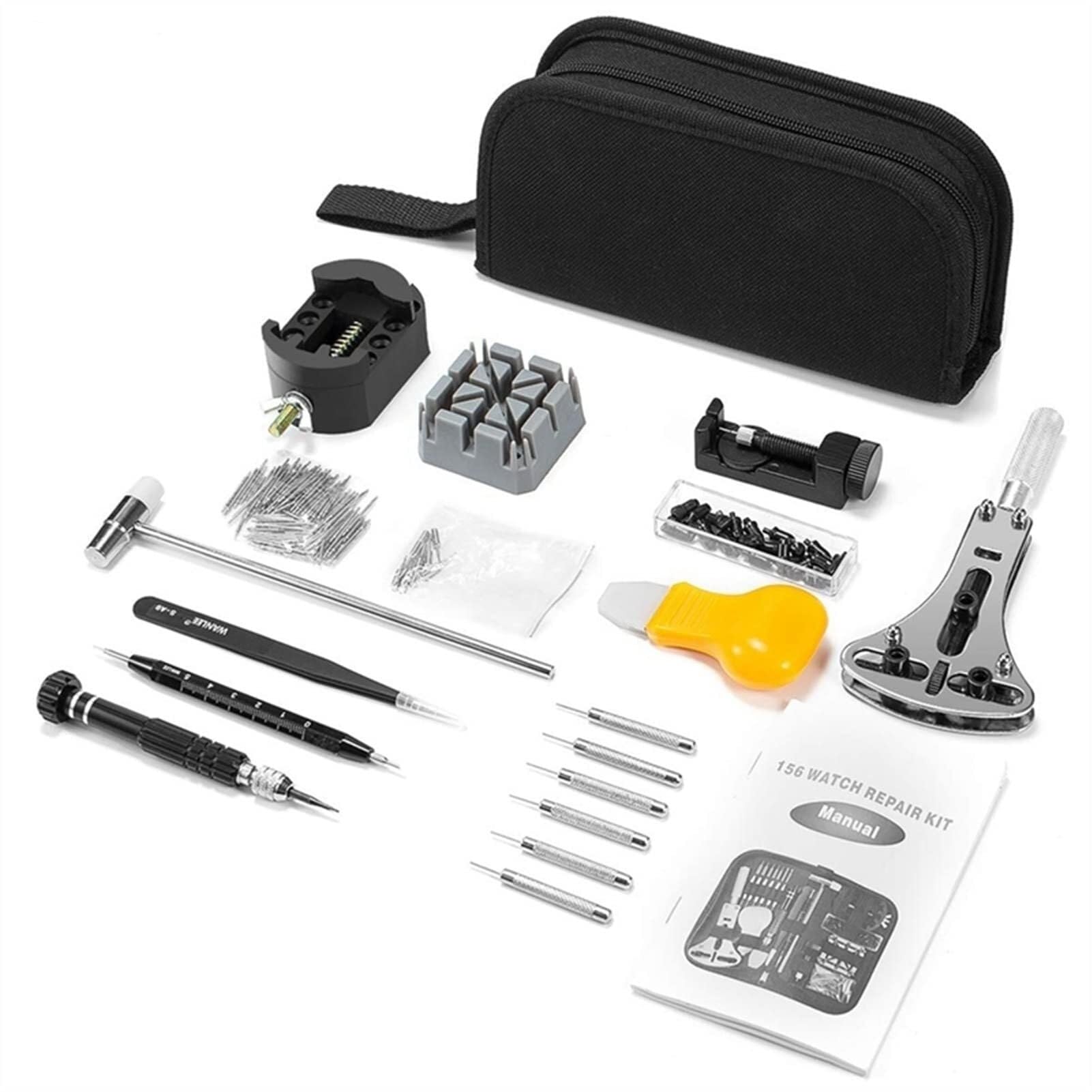 Kit de reparación de relojes Kit de herramientas de barra de resorte profesional, Kit de herramientas de reemplazo de batería de reloj, Kit de herramientas de pasador de cadena de correa Reparación de