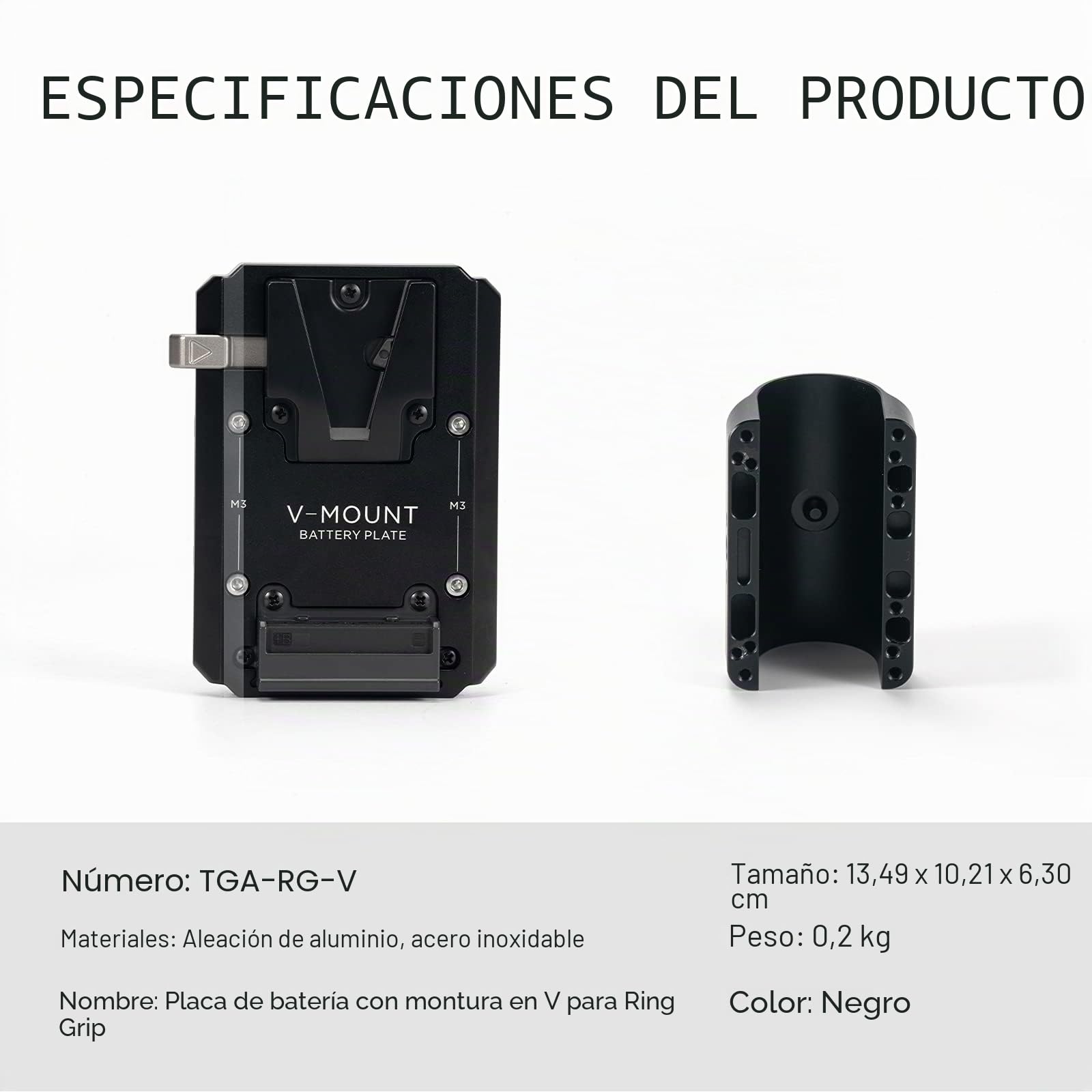 Tilta Placa de batería de montaje en V para agarre de anillo Compatible con DJI RS 2/ RS 3/ RS 3 PRO TGA-RG-V