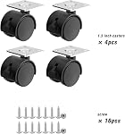 Roues de 1,5 pouce, Ensemble de 4 Roulettes en Plastique pour Meubles, Roulettes Pivotantes à Plaque avec Freins, Roues de Remplacement pour Cabinet de Fichiers (4 Paquet Noir)