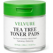 Tea Tree Toner Pads - 125 Pad - Well Soaked & Wet - Dual Sided - Saliclyic Acid - for Exfoliation, Hydration & Acne Treatment - Soothing Irritated Skin