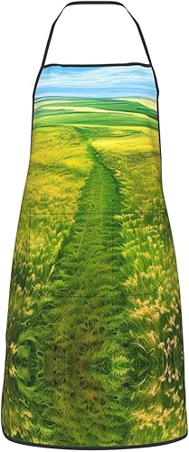 Miniatura 2 de Grassland Paths Kitchen Cooking Apron, Adjustable Bib Soft Chef Apron, Stain Resistant With Pocket Locking Apron For Men And Women