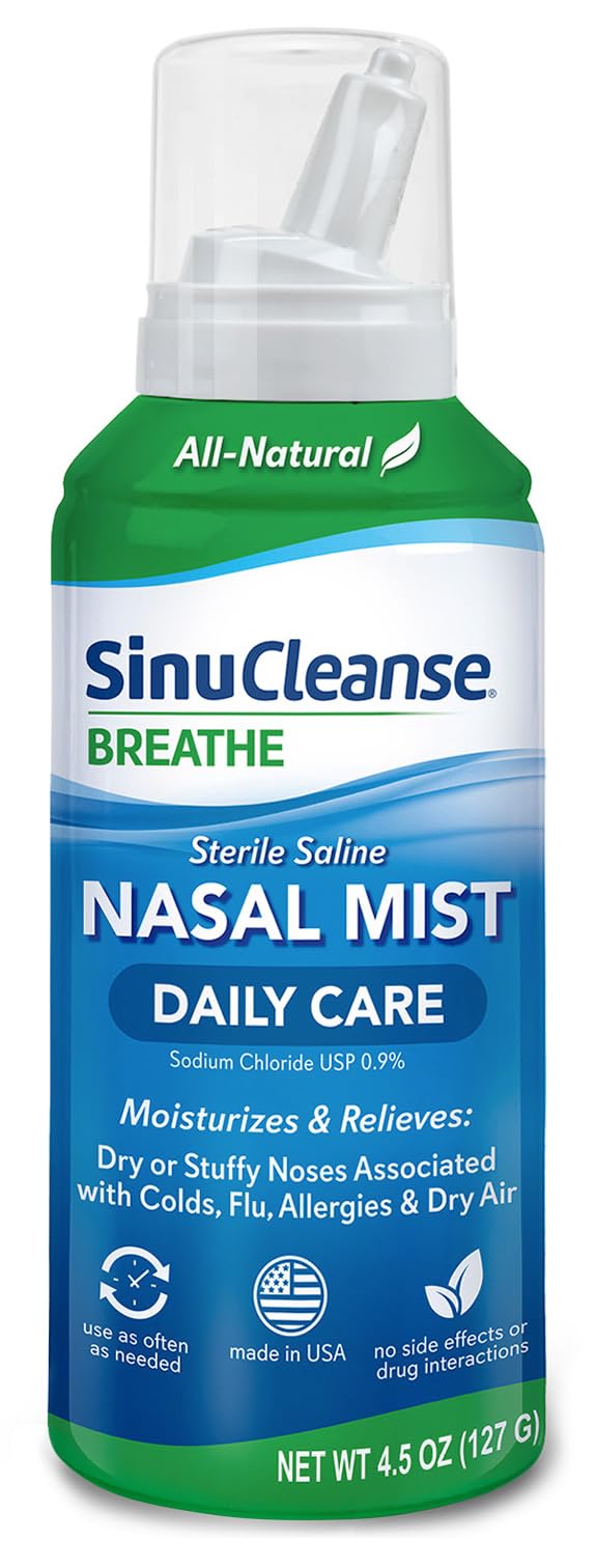 SinuCleanse Daily Care Sterile Saline Fine Mist Nasal Spray, 4.5 Oz, 2 Pack — Amazon image 9