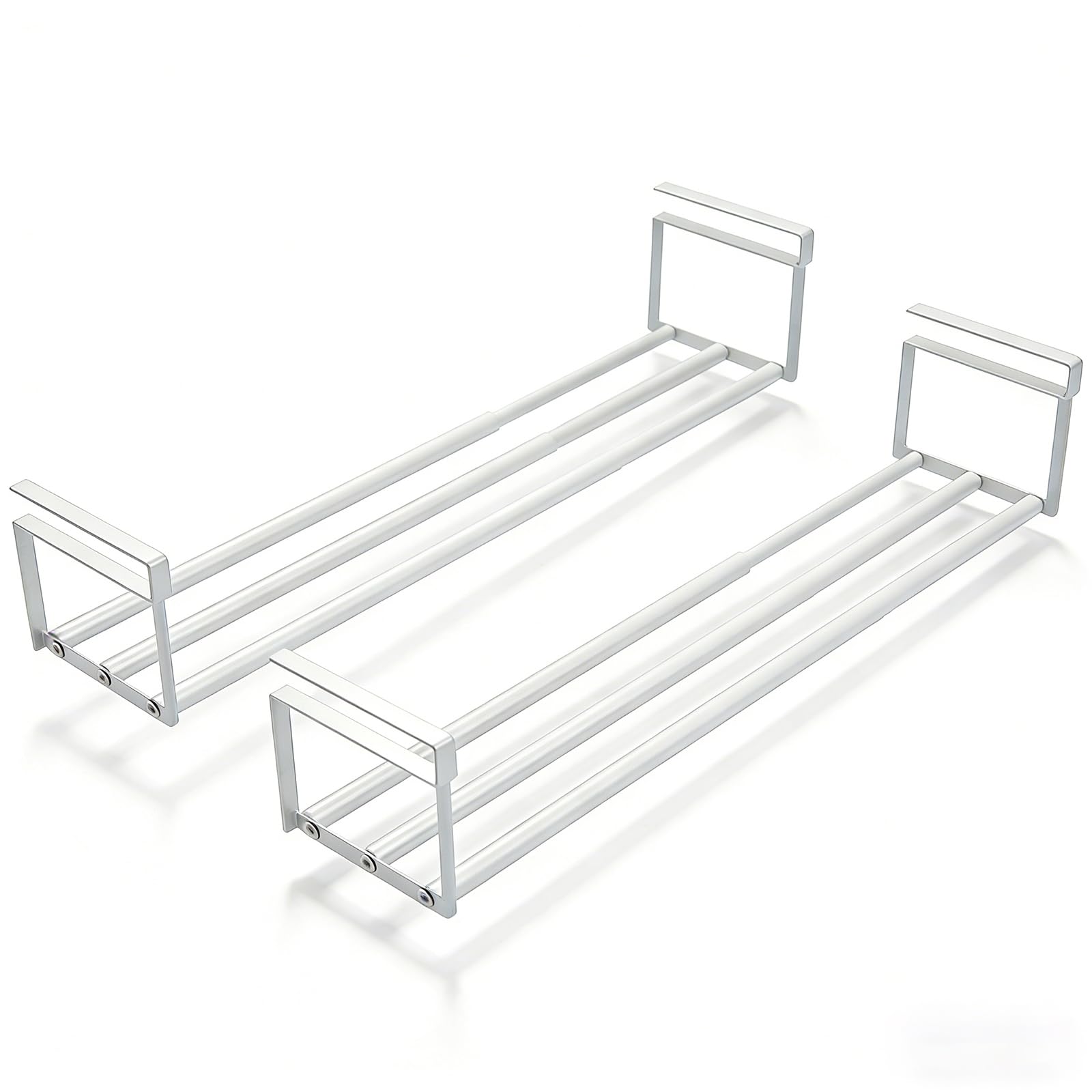 2 Pezzi Scarpiera Appendibile Per Armadio, Retrattile 40-70 cm, Ripiani Regolabili Sotto I'armadio, Scarpiera Salvaspazio,per Porta Scarpe da Ingresso, Armadio, Cucina e Ripostiglio(Bianco)