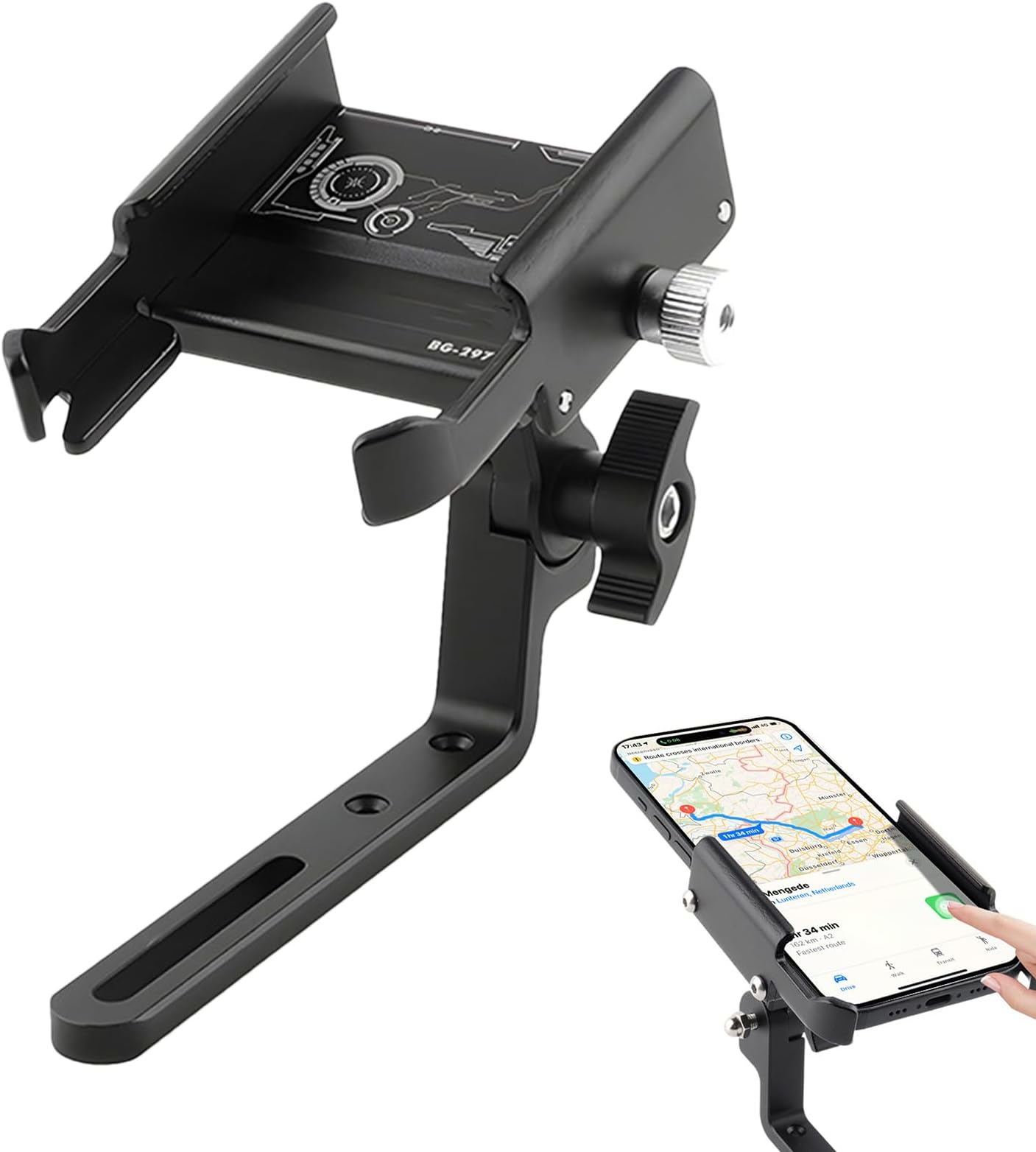 Bicycle Phone Holder,360-Degree Rotation Solid Accessories - Adjustable Fit Phone Holder Bike with Secure Lock | for Exercise Scooter Handlebar Riders Navigation 2.28-3.94 Inches Width Smartphone
