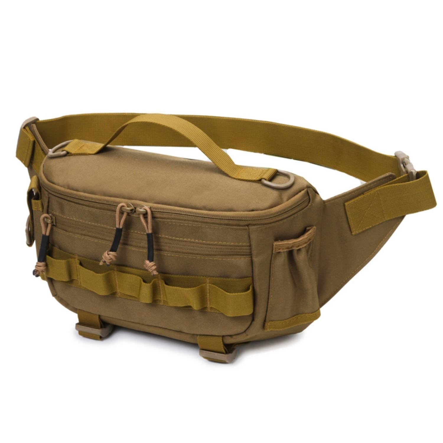 ECOMISTIQ® Large Capacity Lure Bag Oxford Cloth Fishing Waist Pack Water-Resistant Crossbody Fishing Bag Multiple Pockets for Fishermen, Anglers, Khaki-image-42