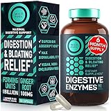 Digestive Enzymes with Probiotics and Prebiotics - Gut Health, Digestion IBS Supplement with Artichoke Ginger Turmeric – Vegan Probiotic Enzymes Digestive Health and Bloating Relief - 180 Caps
