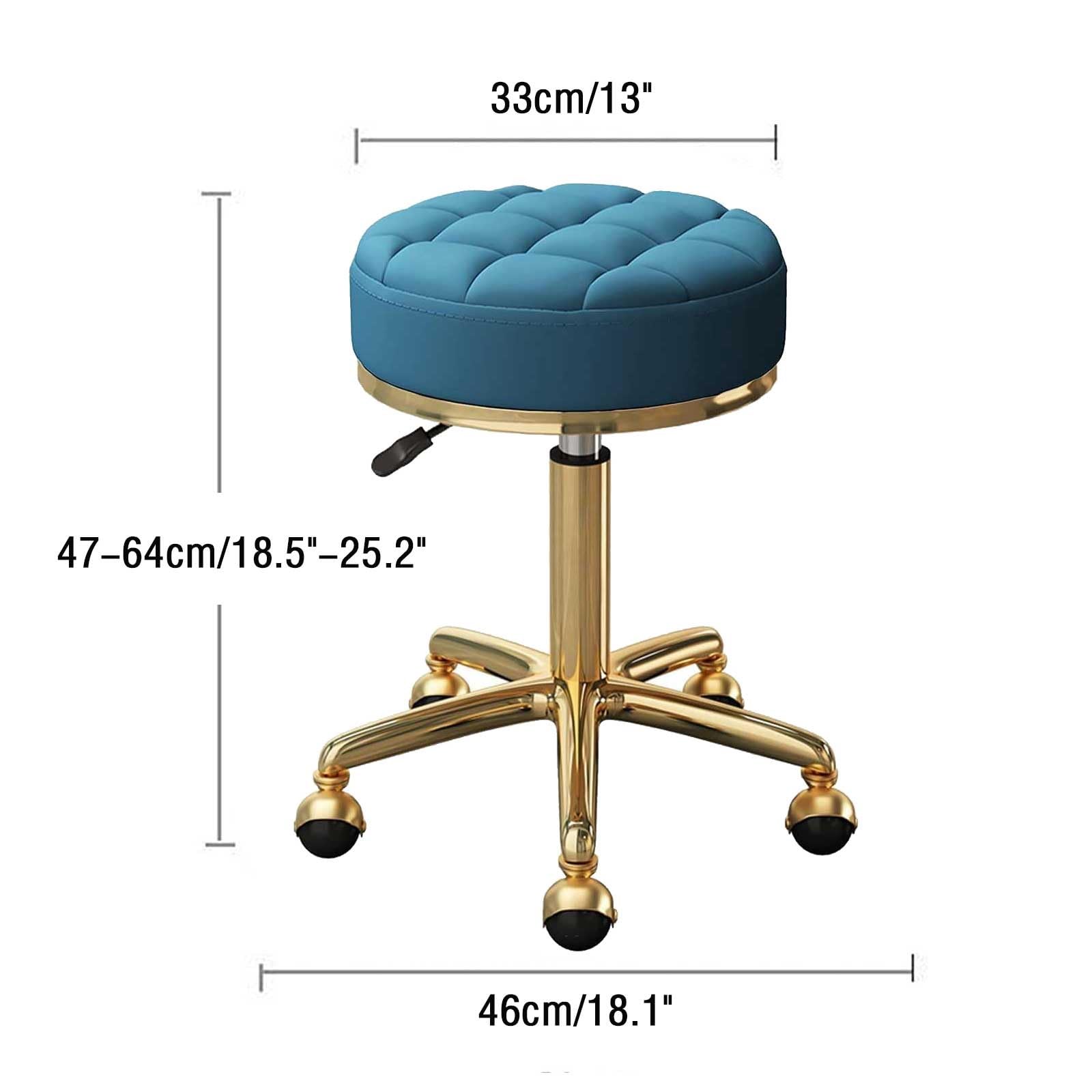 Adjuble - Set di 3 sgabelli girevoli per salone di bellezza, con sollevamento idraulico, base da 5 cl, con rivestimento blu, per spa e uso domestico