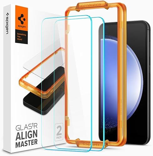 Spigen Protector de pantalla de vidrio templado GlasTR AlignMaster diseñado para Galaxy S23 FE - Paquete de 2
