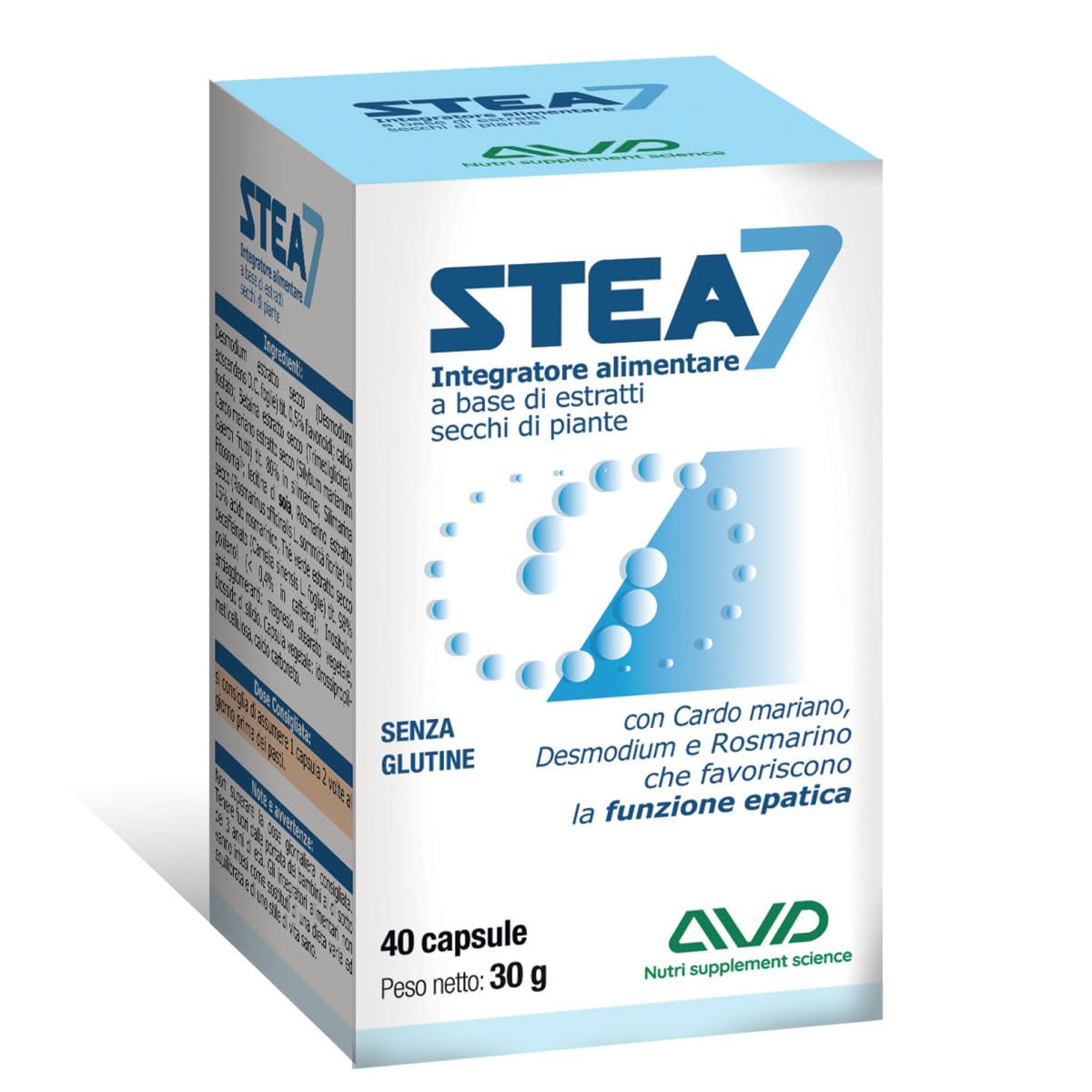 AVD REFORM | Stea7 – Integratore alimentare per la funzionalità epatica e il benessere del fegato con estratti vegetali selezionati – 40 capsule – Prodotto in Italia