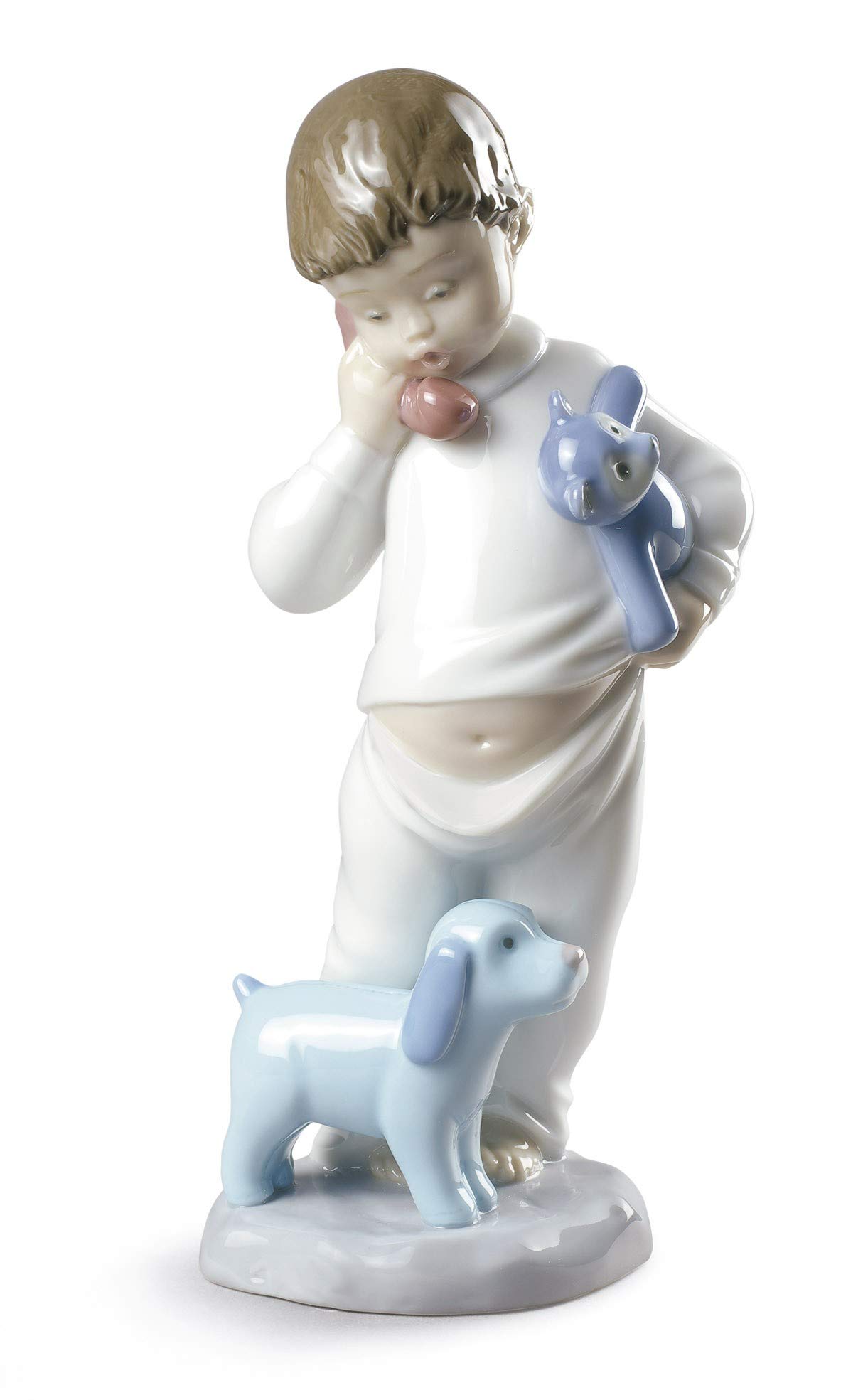 Nao Boys Multicolored Someone Is Calling You. Decorative Figurine Of A In Gloss Porcelain. Ornamental Children’s Sculpture Representing A Small Child With His Toy Telephone For Home Decoration