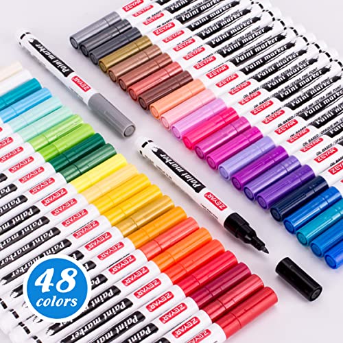 Zeyar Oil-Based Paint Markers, Expert Of Rock Painting, Extra Fine Point, 48 Colors, Ap Certified. Permanent Ink & Waterproof, Works On Rock, Wood, Glass, Metal, Ceramic And More (48 Colors) #TOP7