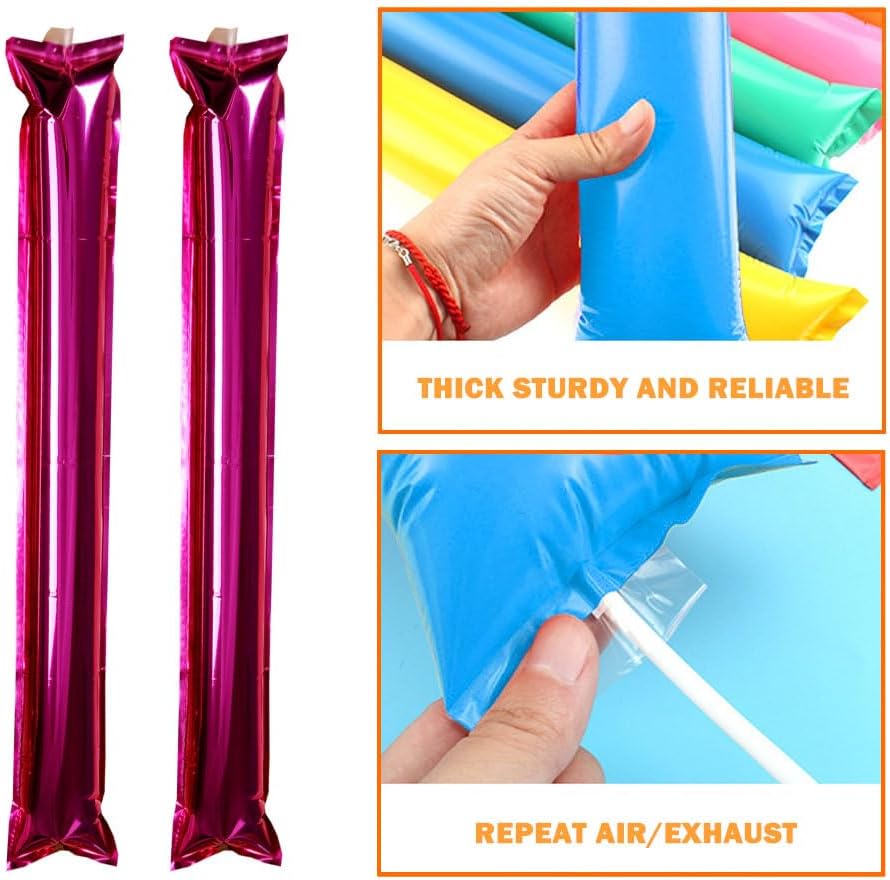 Lovecheer 50PCS Thunder Sticks Thicken Cheering Sticks Plastic Inflatable Noise Makers for Sports Team Spirit Party image 3
