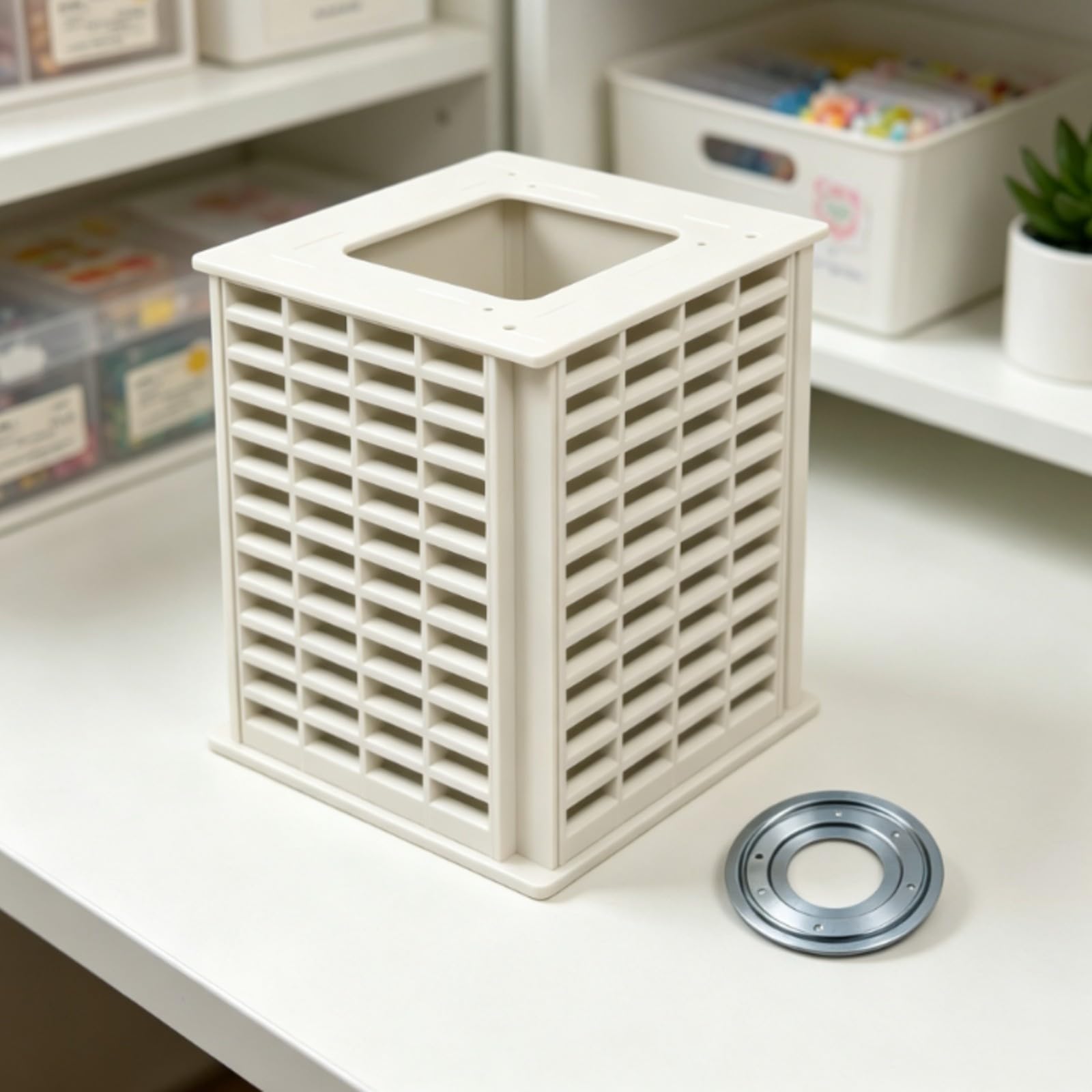Organizer Girevole a 260 Scomparti Robusto Organizzatore con Base Girevole Anti-Deformazione Portaoggetti da Tavolo in PVC per Studio, Plastica Orizzontale