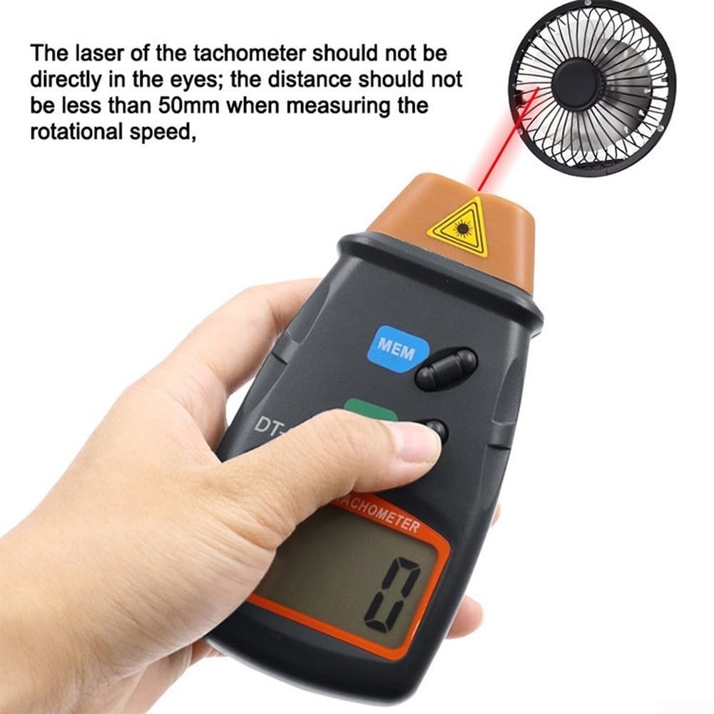 Tacómetro digital láser sin contacto, medidor de RPM 2.5-99999 RPM, pantalla LCD, para motores y uso industrial automotriz