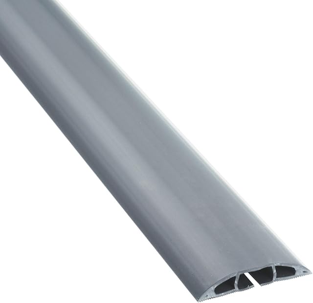 D-Line Floor Cable Protector, Wire Cover, Cable Management Solution, Cable Channel to Protect Wires & Prevent Cable Trips - 1.8m Length, Cable Cavity = 17mm (W) x 9mm (H) - Grey