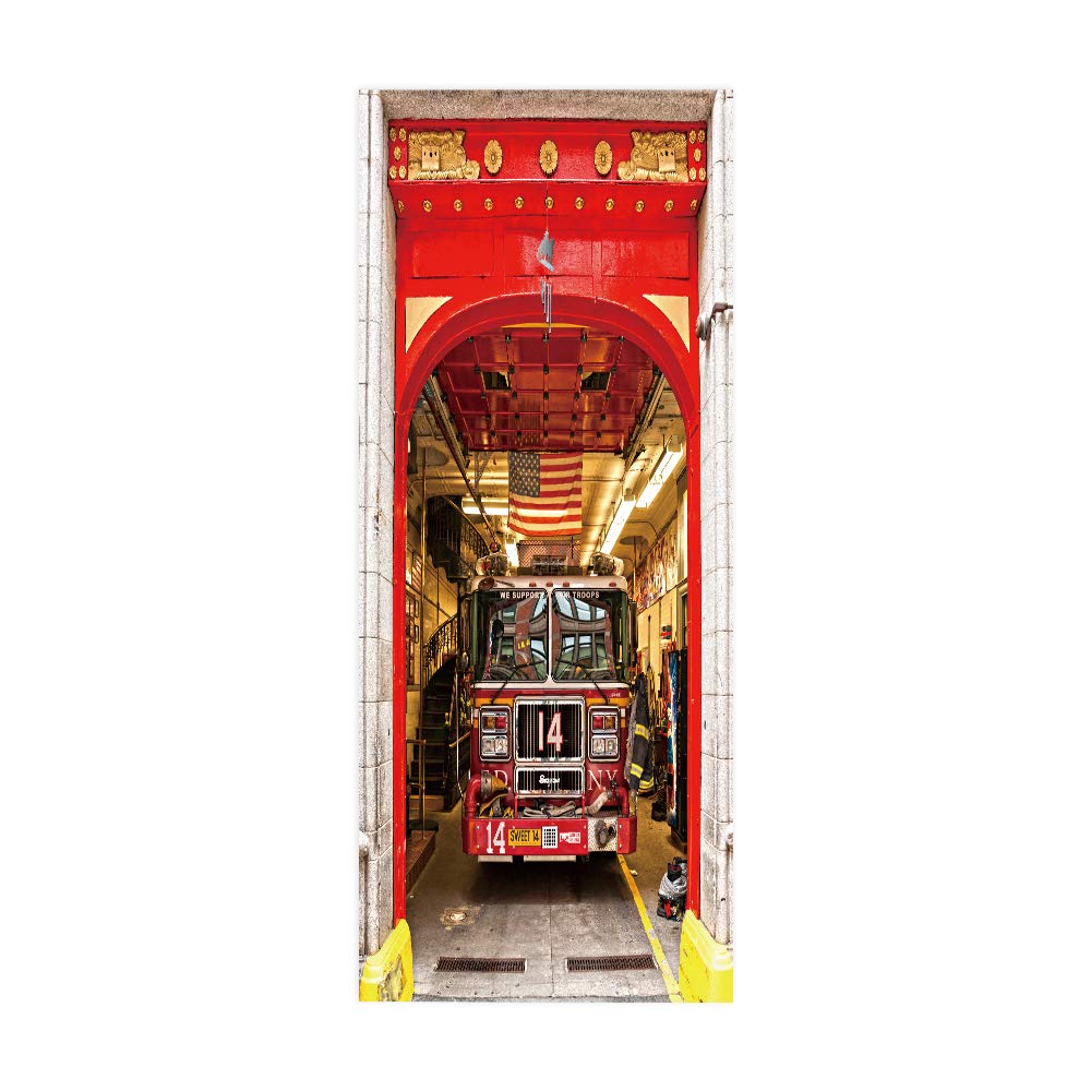 Trompe l'oeil porte mural intérieure 3D tram papier peint autocollant 83x204 cm salon et chambre