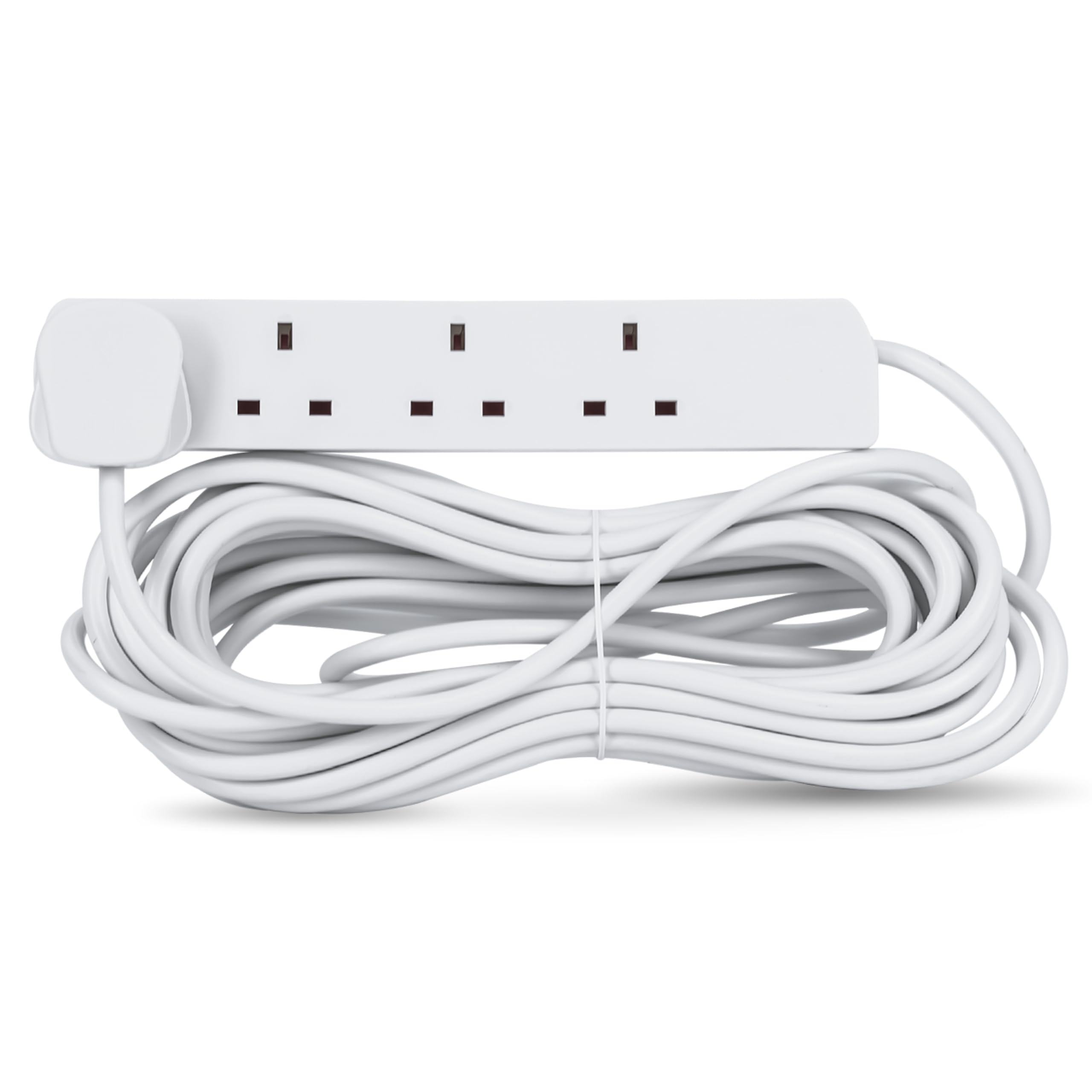 STATUS 4 Socket Extension Lead, 10m Cable 13A Power Strip for Home, Office or School, White (4WS10MCP10)
