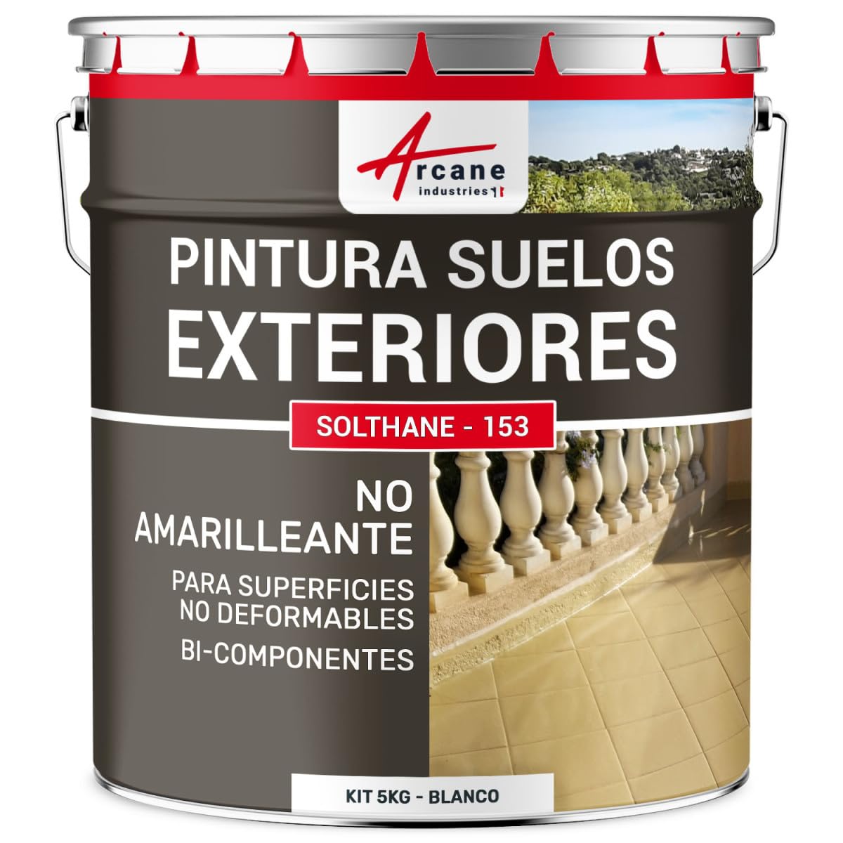 ARCANE INDUSTRIES Barniz para cemento exterior transitable - SOLTHANE - 153-5 kg Blanco