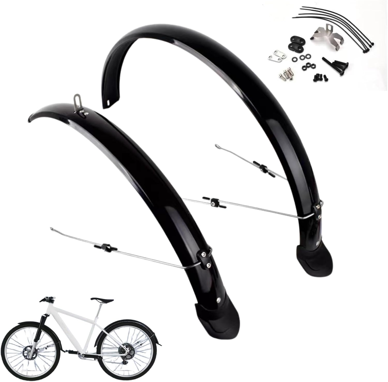 Bike Fenders Adjustable Bicycle Mudguard Set Full Cover Thickened Front and Rear Mudguards