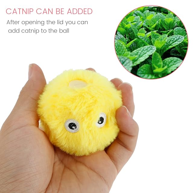 Foto 4 de 7 de Juguete de bola interactivo para gatos con sonidos de pájaros, ranas y grillones, rotación automática de 360 °