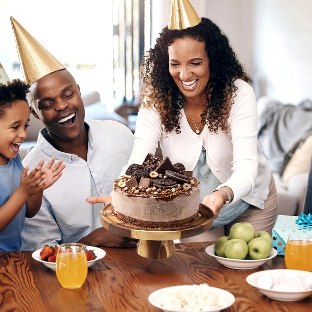 Wood Cake Stand with Lid,12 inch Round Cake Holder,Dessert Stand with Dome,2-in-1 Dessert Table Display Set & Charcuterie Board for Cheese,Chips & Dips, Nachos, Fruit Platter