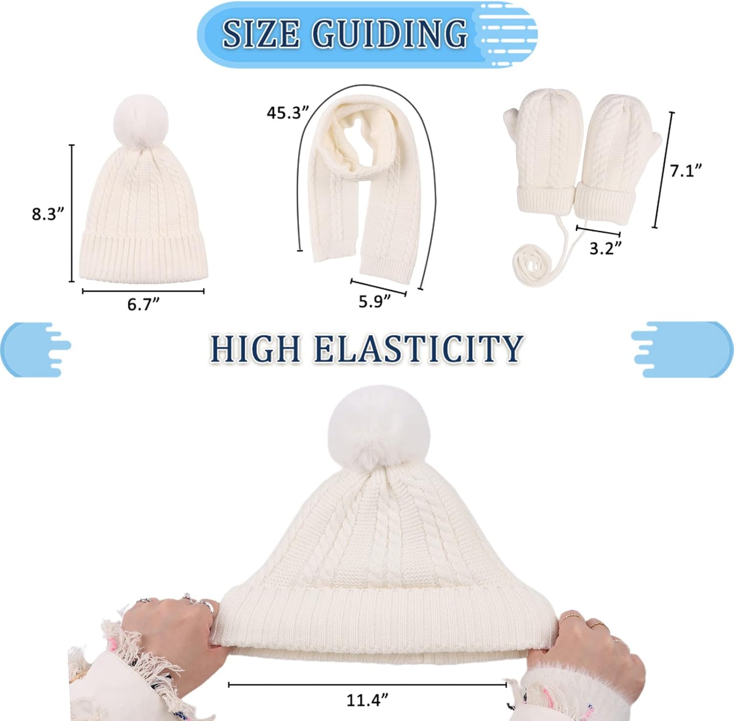 Kids Winter Hat Scarf Mittens Set Toddler Knitted Beanie Girls Fleece Children Neck Warmer Boys Warm Gloves 2-7 Years - Image 5