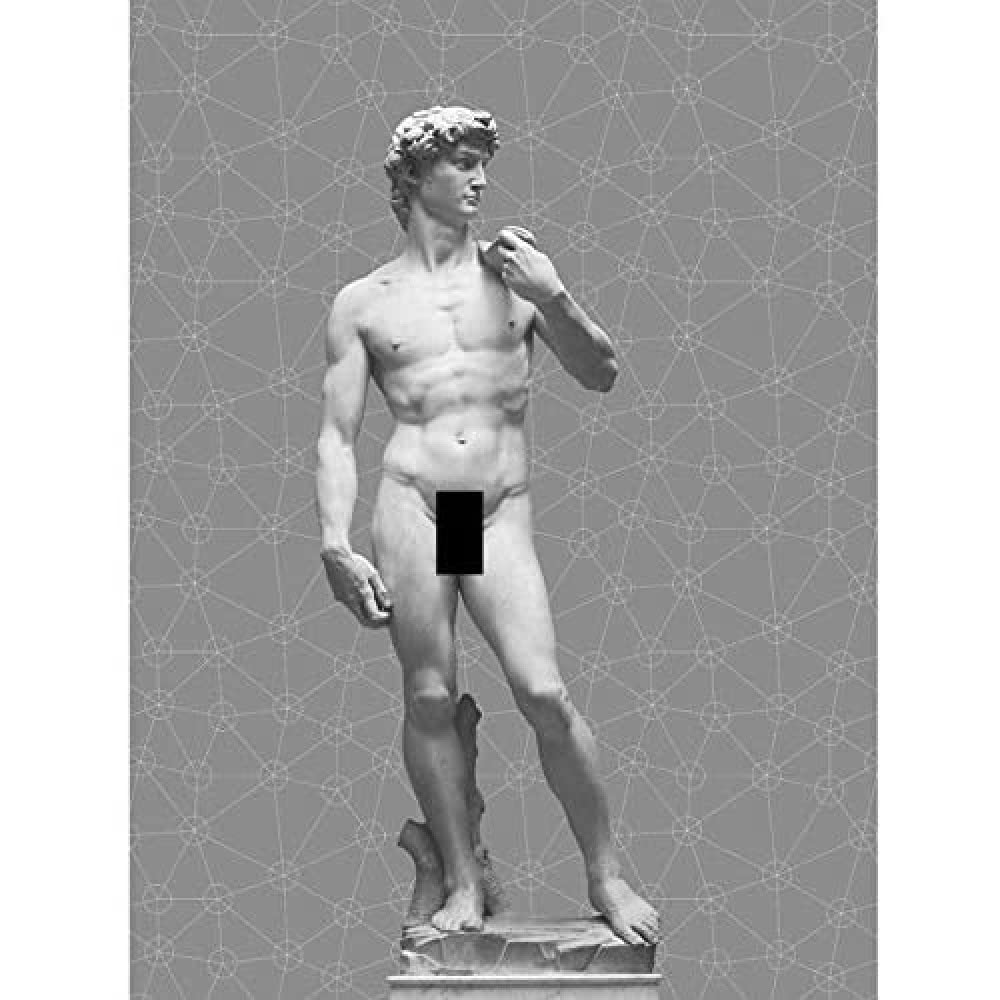 Artery8 Statue of David by Michelangelo Classic with Abstract Art Geometric Grey Unframed Wall Art Print Poster Home Decor Premium