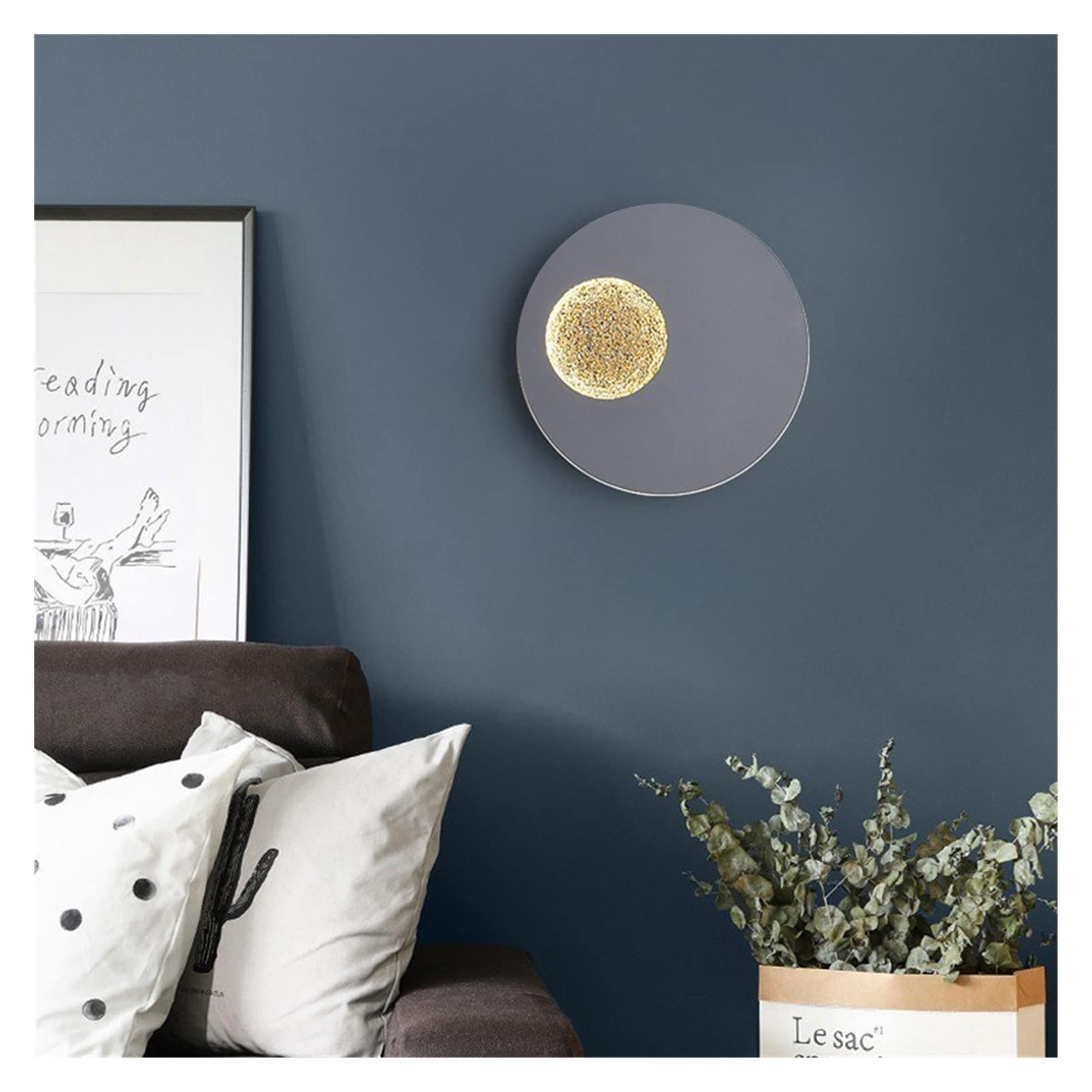 VDOQTLJT Wall lamp Modern LED Lights Compatible with Bedside Corridor Lighting White Black Grey - Earth Sconce Lamp Chandelier(Gr,WarmWhite (27003500K))